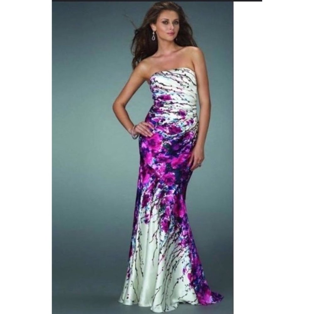 Dress gown cocktail wedding bridesmaid dress floral high low maxi